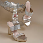 Load image into Gallery viewer, Women's Rhinestone Embellished Block Heel Sandals