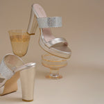 Load image into Gallery viewer, Women's Rhinestone Embellished Block Heel Sandals