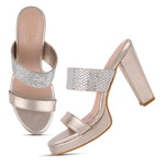 Load image into Gallery viewer, Women's Rhinestone Embellished Block Heel Sandals