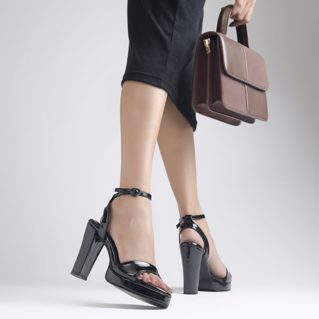 Women's Open Toe Ankle Strap Chunky Heels Sandals