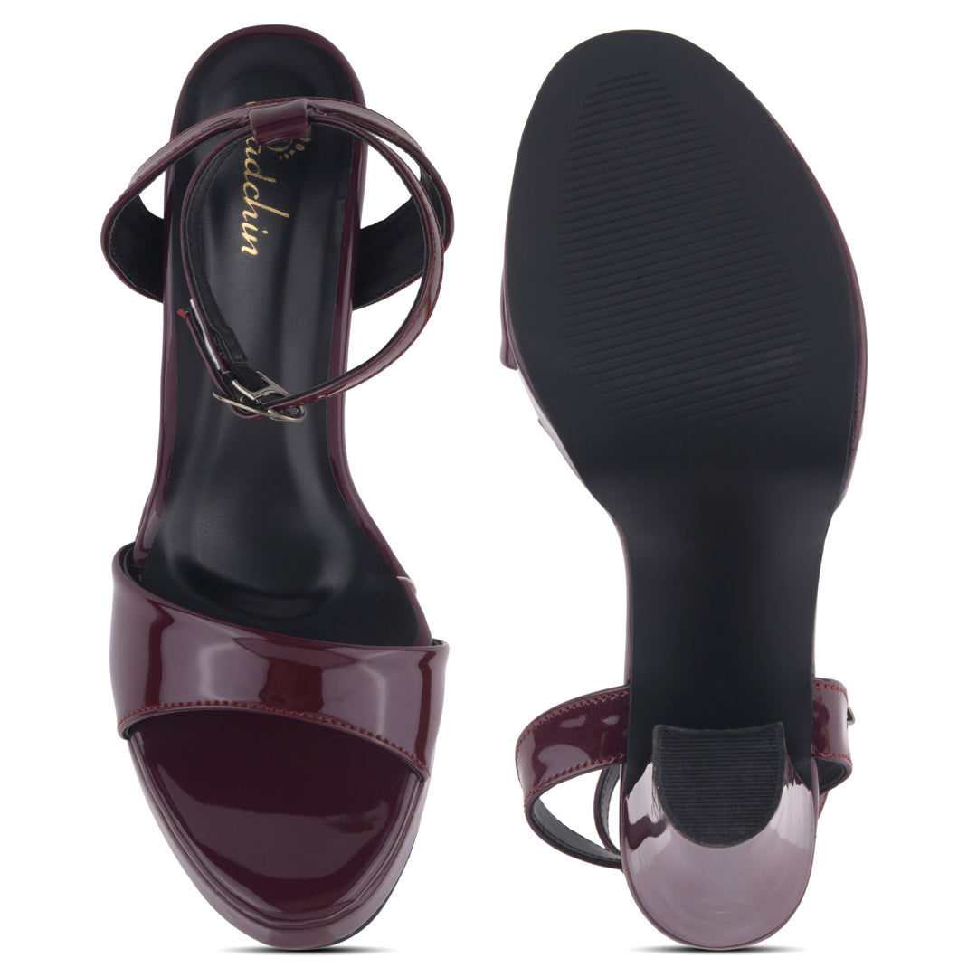 Women's Open Toe Ankle Strap Chunky Heels Sandals