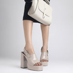 Load image into Gallery viewer, Women's Patent Leather Finish Slingback Block Heel Sandals