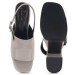 Load image into Gallery viewer, Women's Patent Leather Finish Slingback Block Heel Sandals