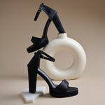 Load image into Gallery viewer, Women's Satin Block Heel Sandals | Open Toe Ankle Strap Party Wear Heels for Women