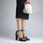 Load image into Gallery viewer, Women's Satin Block Heel Sandals | Open Toe Ankle Strap Party Wear Heels for Women