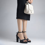 Load image into Gallery viewer, Women's Satin Block Heel Sandals | Open Toe Ankle Strap Party Wear Heels for Women