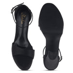 Load image into Gallery viewer, Women's Satin Block Heel Sandals | Open Toe Ankle Strap Party Wear Heels for Women