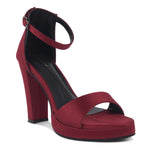 Load image into Gallery viewer, Women's Satin Block Heel Sandals | Open Toe Ankle Strap Party Wear Heels for Women