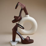 Load image into Gallery viewer, Women's Satin Block Heel Sandals | Open Toe Ankle Strap Party Wear Heels for Women