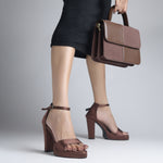 Load image into Gallery viewer, Women's Satin Block Heel Sandals | Open Toe Ankle Strap Party Wear Heels for Women