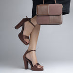 Load image into Gallery viewer, Women's Satin Block Heel Sandals | Open Toe Ankle Strap Party Wear Heels for Women