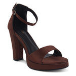 Load image into Gallery viewer, Women's Satin Block Heel Sandals | Open Toe Ankle Strap Party Wear Heels for Women