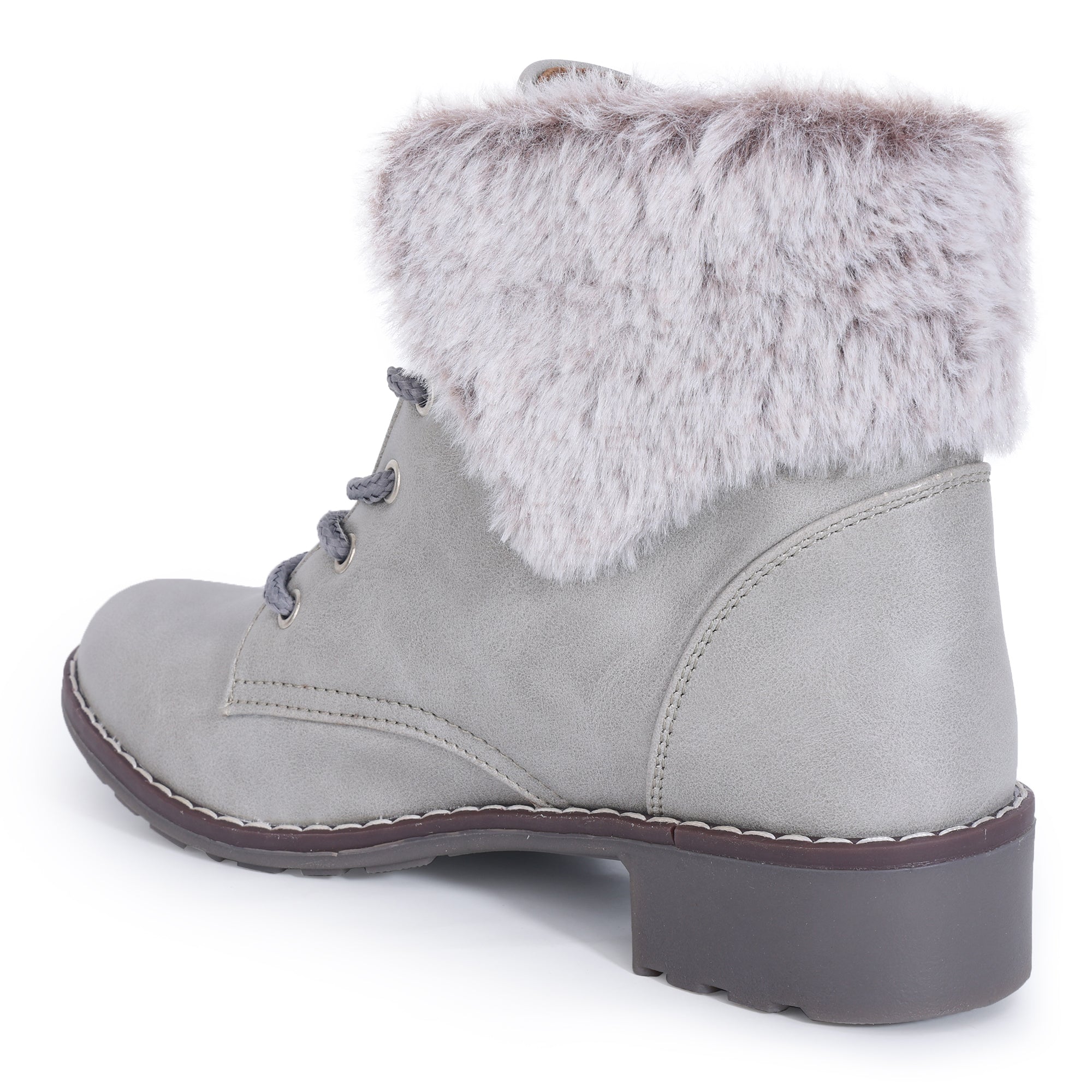 Block Heeled Fur Accent Boots