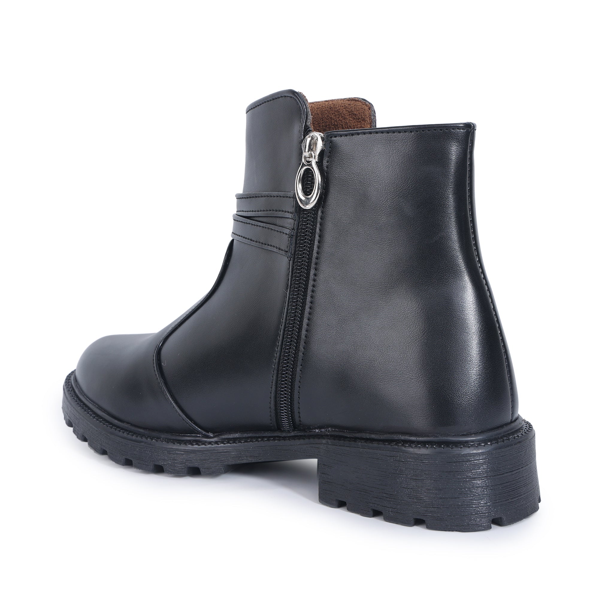 Monk Strap Block Heeled Zipper Closure Boots