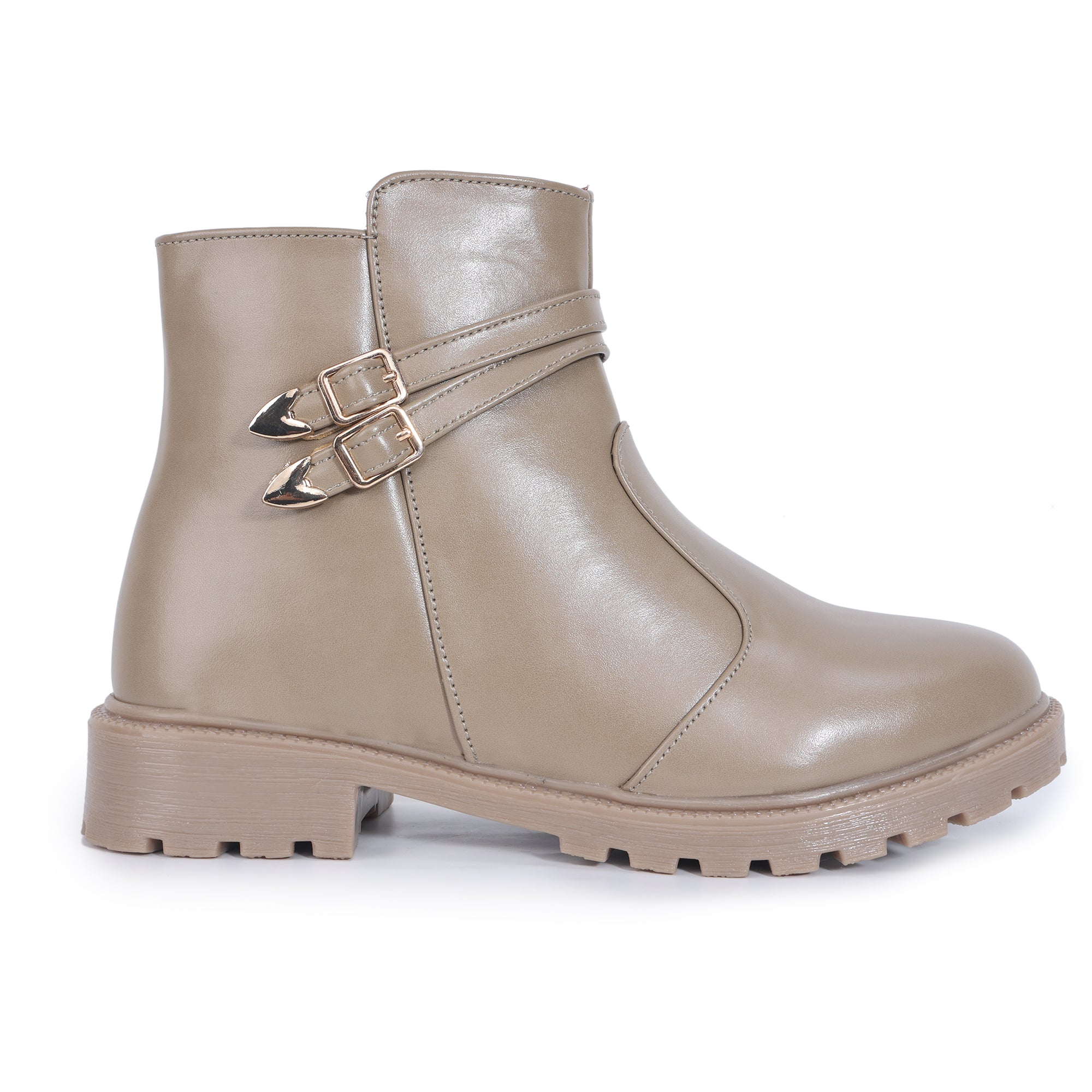 Monk Strap Block Heeled Zipper Closure Boots