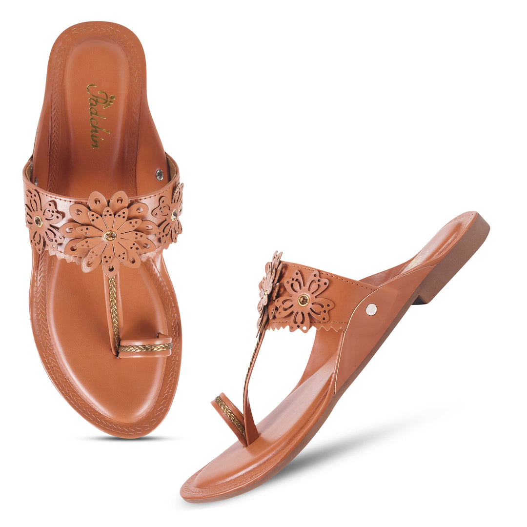 Padchin Women Kolhapuri Flat Chappal , Ethnic Slippers and Fashion Sandals Girls