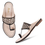 Load image into Gallery viewer, Padchin Women Kolhapuri Flats Heel | Ladies Stylish Chappal, Embellished Slippers and Ethnic Fashion Sandals
