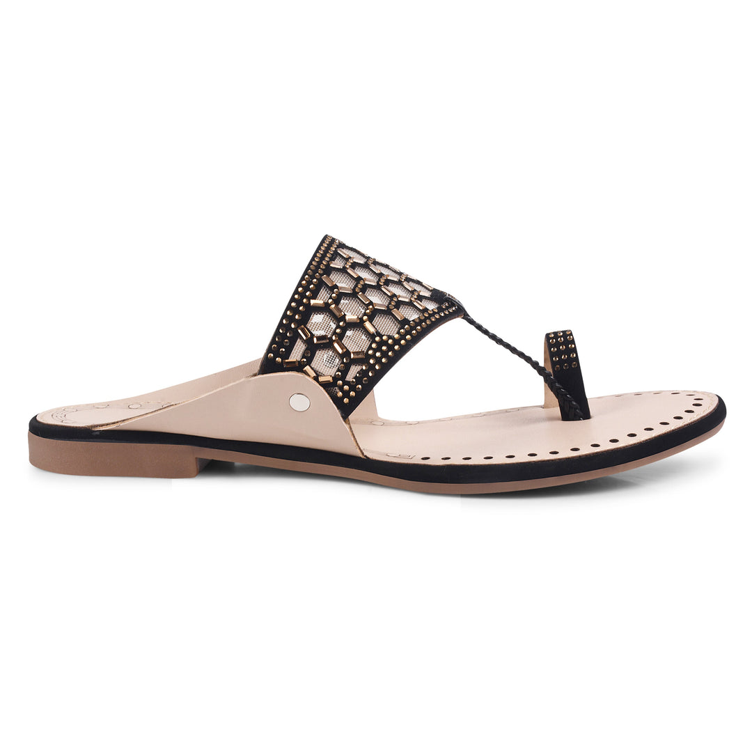 Padchin Women Kolhapuri Flats Heel | Ladies Stylish Chappal, Embellished Slippers and Ethnic Fashion Sandals