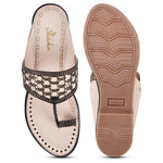Load image into Gallery viewer, Padchin Women Kolhapuri Flats Heel | Ladies Stylish Chappal, Embellished Slippers and Ethnic Fashion Sandals
