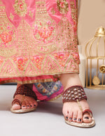 Load image into Gallery viewer, Padchin Women Kolhapuri Flats Heel | Ladies Stylish Chappal, Embellished Slippers and Ethnic Fashion Sandals
