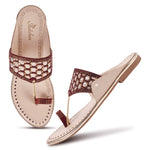 Load image into Gallery viewer, Padchin Women Kolhapuri Flats Heel | Ladies Stylish Chappal, Embellished Slippers and Ethnic Fashion Sandals
