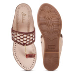 Load image into Gallery viewer, Padchin Women Kolhapuri Flats Heel | Ladies Stylish Chappal, Embellished Slippers and Ethnic Fashion Sandals
