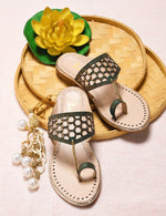 Load image into Gallery viewer, Padchin Women Kolhapuri Flats Heel | Ladies Stylish Chappal, Embellished Slippers and Ethnic Fashion Sandals
