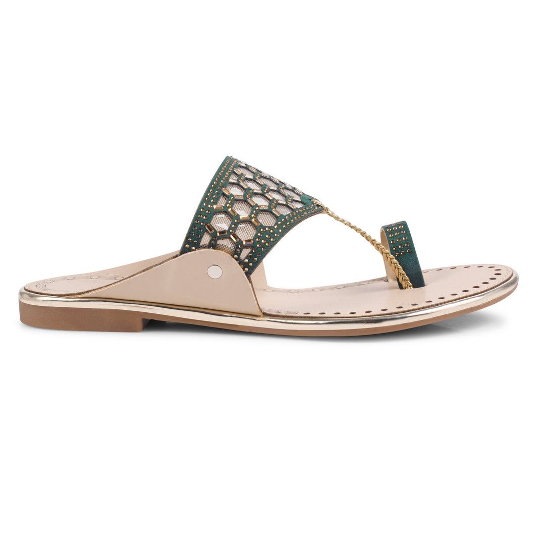 Padchin Women Kolhapuri Flats Heel | Ladies Stylish Chappal, Embellished Slippers and Ethnic Fashion Sandals