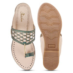 Load image into Gallery viewer, Padchin Women Kolhapuri Flats Heel | Ladies Stylish Chappal, Embellished Slippers and Ethnic Fashion Sandals
