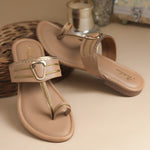 Load image into Gallery viewer, Women's Kolhapuri Style Toe Ring Flats with Metal Details Slippers
