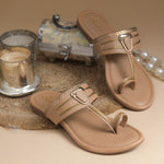 Load image into Gallery viewer, Women's Kolhapuri Style Toe Ring Flats with Metal Details Slippers