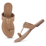 Load image into Gallery viewer, Women's Kolhapuri Style Toe Ring Flats with Metal Details Slippers