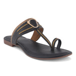 Load image into Gallery viewer, Women's Kolhapuri Style Toe Ring Flats with Metal Details Slippers