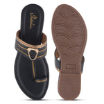 Load image into Gallery viewer, Women's Kolhapuri Style Toe Ring Flats with Metal Details Slippers