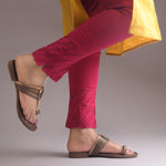 Load image into Gallery viewer, Women's Kolhapuri Style Toe Ring Flats with Metal Details Slippers