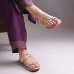Load image into Gallery viewer, Women's Kolhapuri Style Toe Ring Flats with Woven Strap &amp; Metal Stud Detail Slippers
