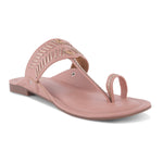 Load image into Gallery viewer, Women's Kolhapuri Style Toe Ring Flats with Woven Strap &amp; Metal Stud Detail Slippers