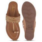 Load image into Gallery viewer, Women's Kolhapuri Style Toe Ring Flats with Woven Strap &amp; Metal Stud Detail Slippers