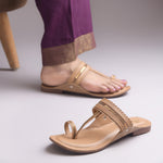 Load image into Gallery viewer, Women's Kolhapuri Flats Sandals Toe Ring Slip-On Braided Ethnic Slippers