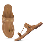 Load image into Gallery viewer, Women's Kolhapuri Flats Sandals Toe Ring Slip-On Braided Ethnic Slippers