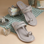 Load image into Gallery viewer, Women's Kolhapuri Flats Sandals Toe Ring Slip-On Braided Ethnic Slippers