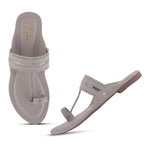 Load image into Gallery viewer, Women's Kolhapuri Flats Sandals Toe Ring Slip-On Braided Ethnic Slippers