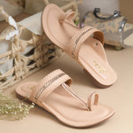 Load image into Gallery viewer, Women's Kolhapuri Flats Sandals Toe Ring Slip-On Braided Ethnic Slippers