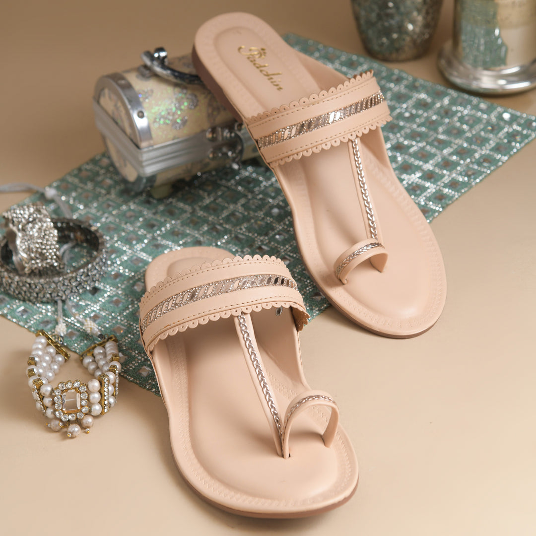 Women's Kolhapuri Flats Sandals Toe Ring Slip-On Braided Ethnic Slippers