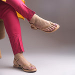 Load image into Gallery viewer, Women's Toe Ring Flat Sandals with Metallic Multi Strap Design Slippers