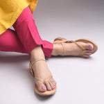 Load image into Gallery viewer, Women's Toe Ring Flat Sandals with Metallic Multi Strap Design Slippers