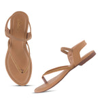 Load image into Gallery viewer, Women's Toe Ring Flat Sandals with Metallic Multi Strap Design Slippers