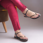 Load image into Gallery viewer, Women's Toe Ring Flat Sandals with Metallic Multi Strap Design Slippers