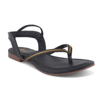 Load image into Gallery viewer, Women's Toe Ring Flat Sandals with Metallic Multi Strap Design Slippers