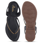 Load image into Gallery viewer, Women's Toe Ring Flat Sandals with Metallic Multi Strap Design Slippers
